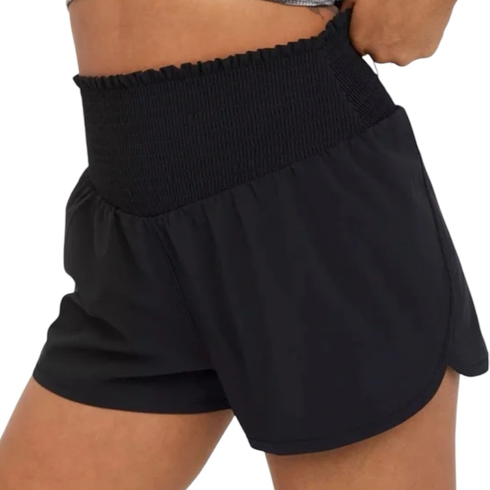 Aerie offline black smocked running shorts